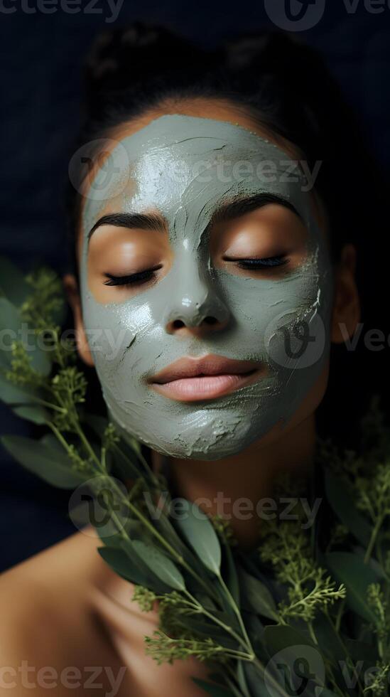 AI generated A close-up shot of a person making their own natural face mask is DIY skincare photo