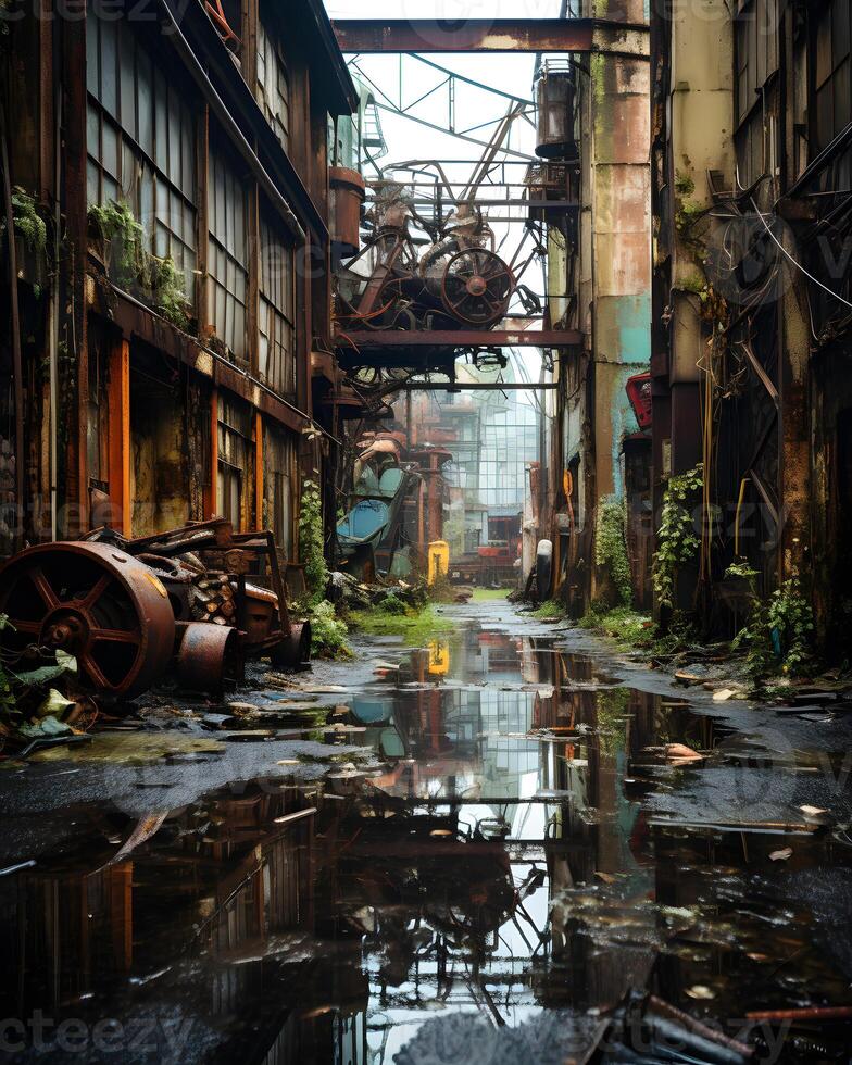 AI generated Capturing the Haunting Beauty of Abandoned Industrial Spaces photo