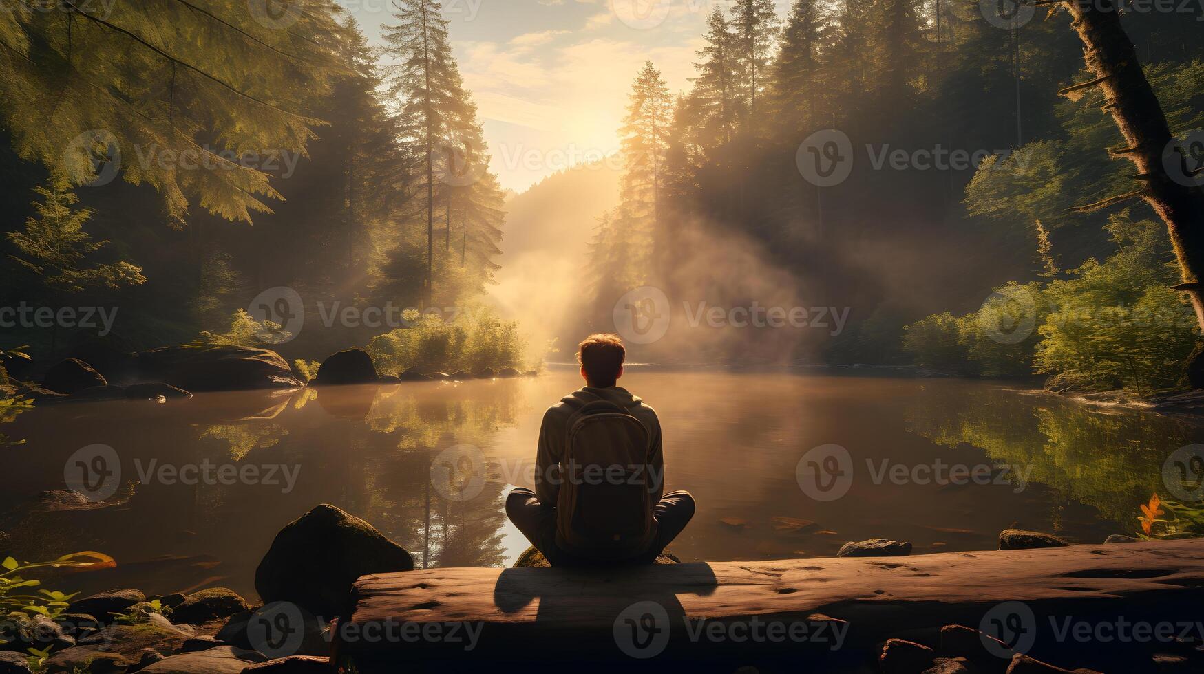 AI generated A Serene Image of Mindfulness and Meditation in Nature photo