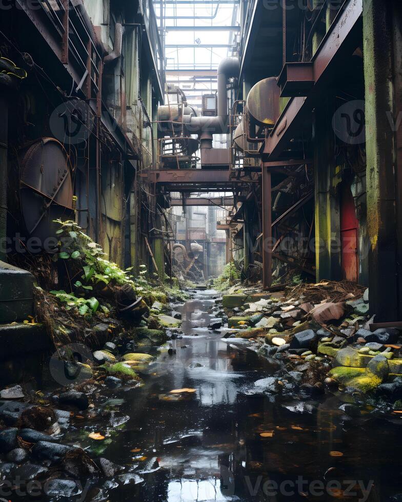 AI generated Capturing the Haunting Beauty of Abandoned Industrial Spaces photo