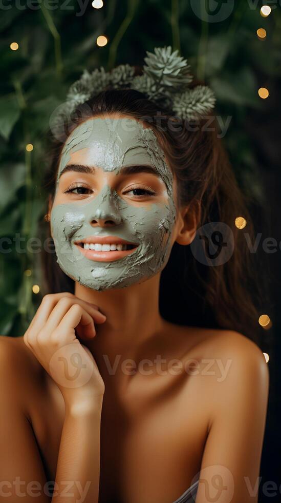 AI generated A close-up shot of a person making their own natural face mask is DIY skincare photo