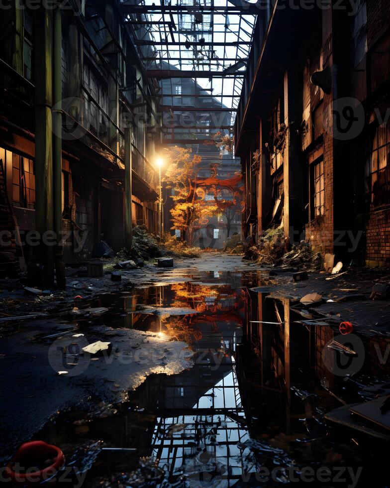 AI generated Capturing the Haunting Beauty of Abandoned Industrial Spaces photo