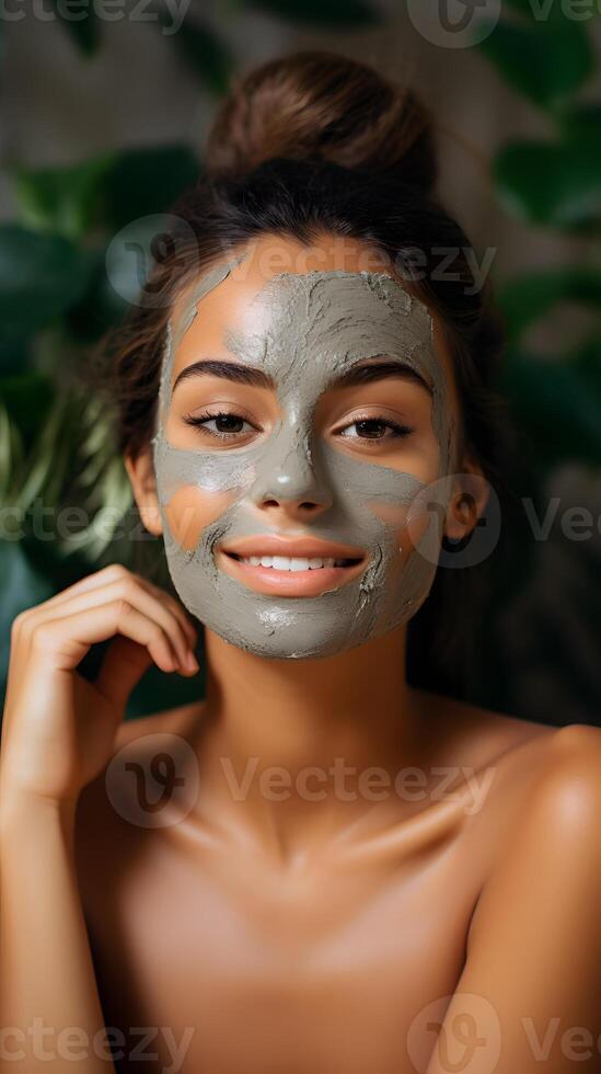 AI generated A close-up shot of a person making their own natural face mask is DIY skincare photo