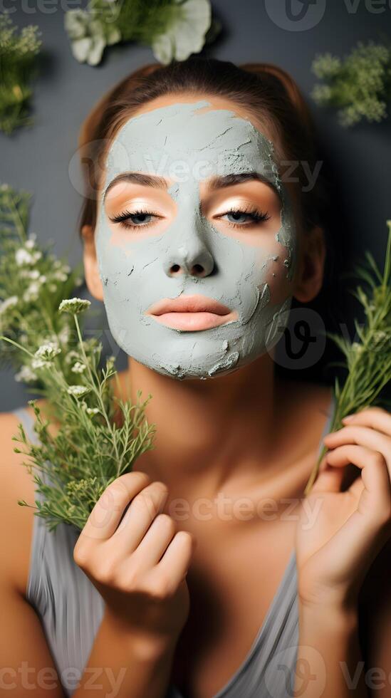 AI generated A close-up shot of a person making their own natural face mask is DIY skincare photo