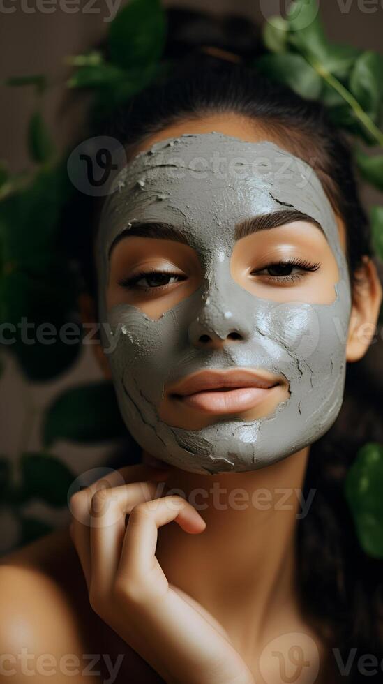 AI generated A close-up shot of a person making their own natural face mask is DIY skincare photo