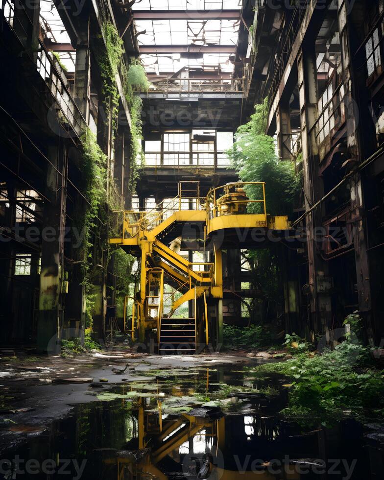 AI generated Capturing the Haunting Beauty of Abandoned Industrial Spaces photo