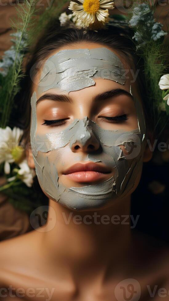 AI generated A close-up shot of a person making their own natural face mask is DIY skincare photo