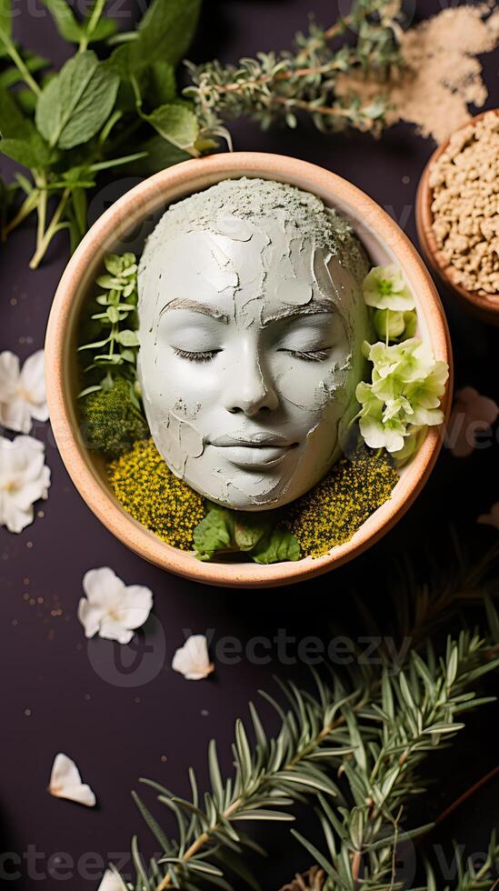 AI generated A close-up shot of a person making their own natural face mask is DIY skincare photo