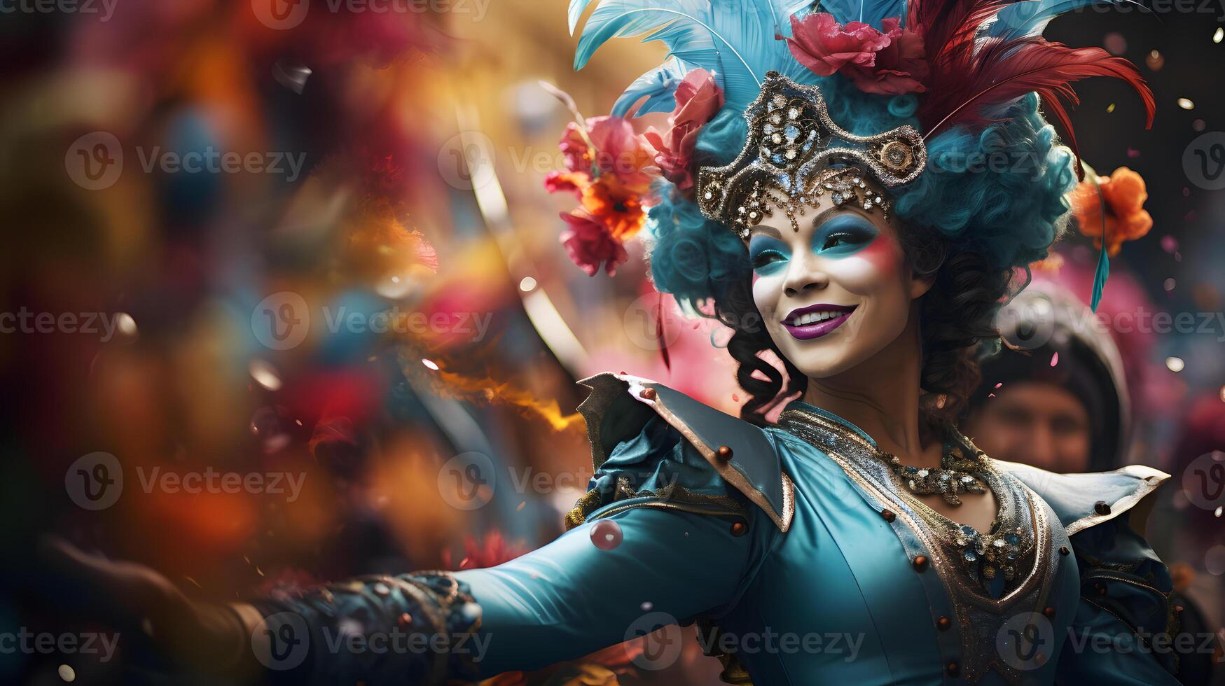 AI generated the festive traditions of Carnival with a parade and vibrant costumes photo