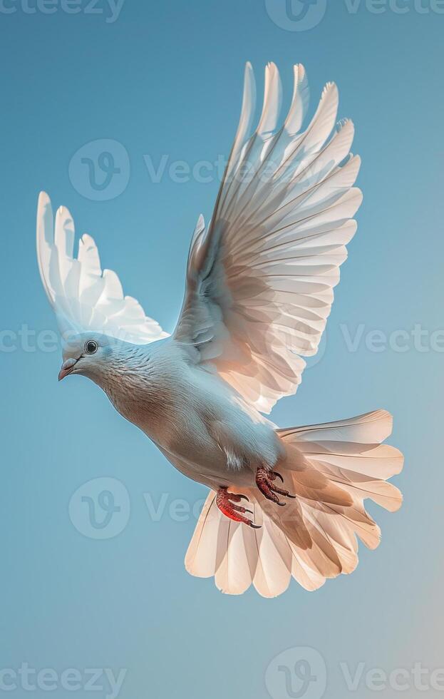 AI generated White dove flying in the sky photo