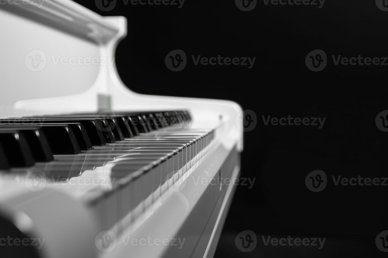 AI generated White piano on black background. Generative AI photo