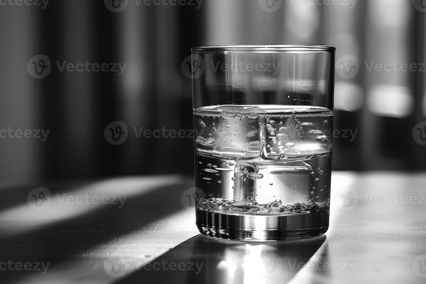 ai generado vaso de agua en un de madera mesa foto