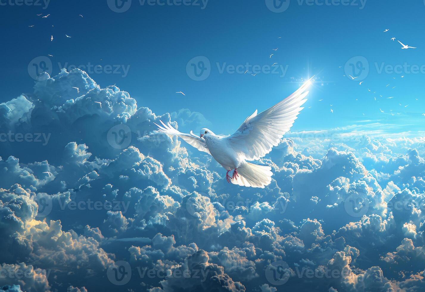 AI generated White dove in the sky photo