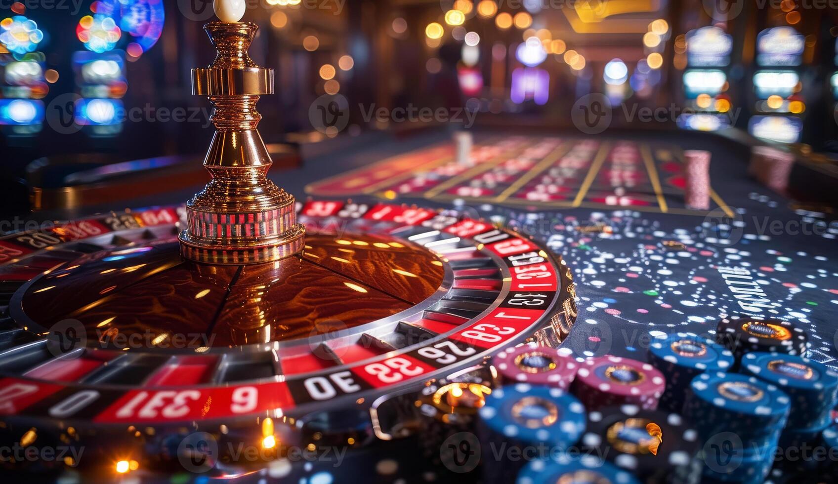 ai generado ruleta mesa en casino foto