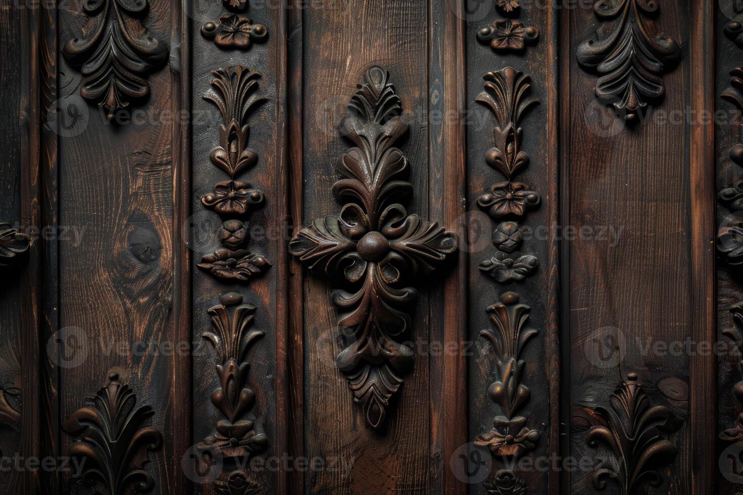 AI generated Classic wall with vintage dark brown wood panels . Generative AI photo