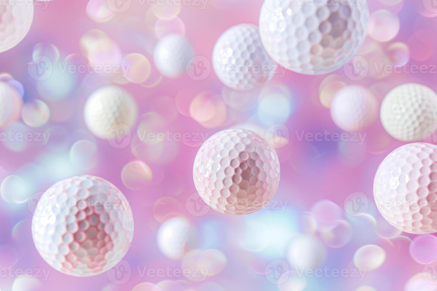 AI generated Golf balls in pastel colors falling down. Generative AI photo