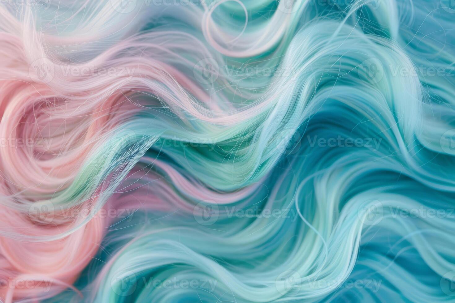 AI generated Flowing locks with shades of blue and green. Generative AI photo