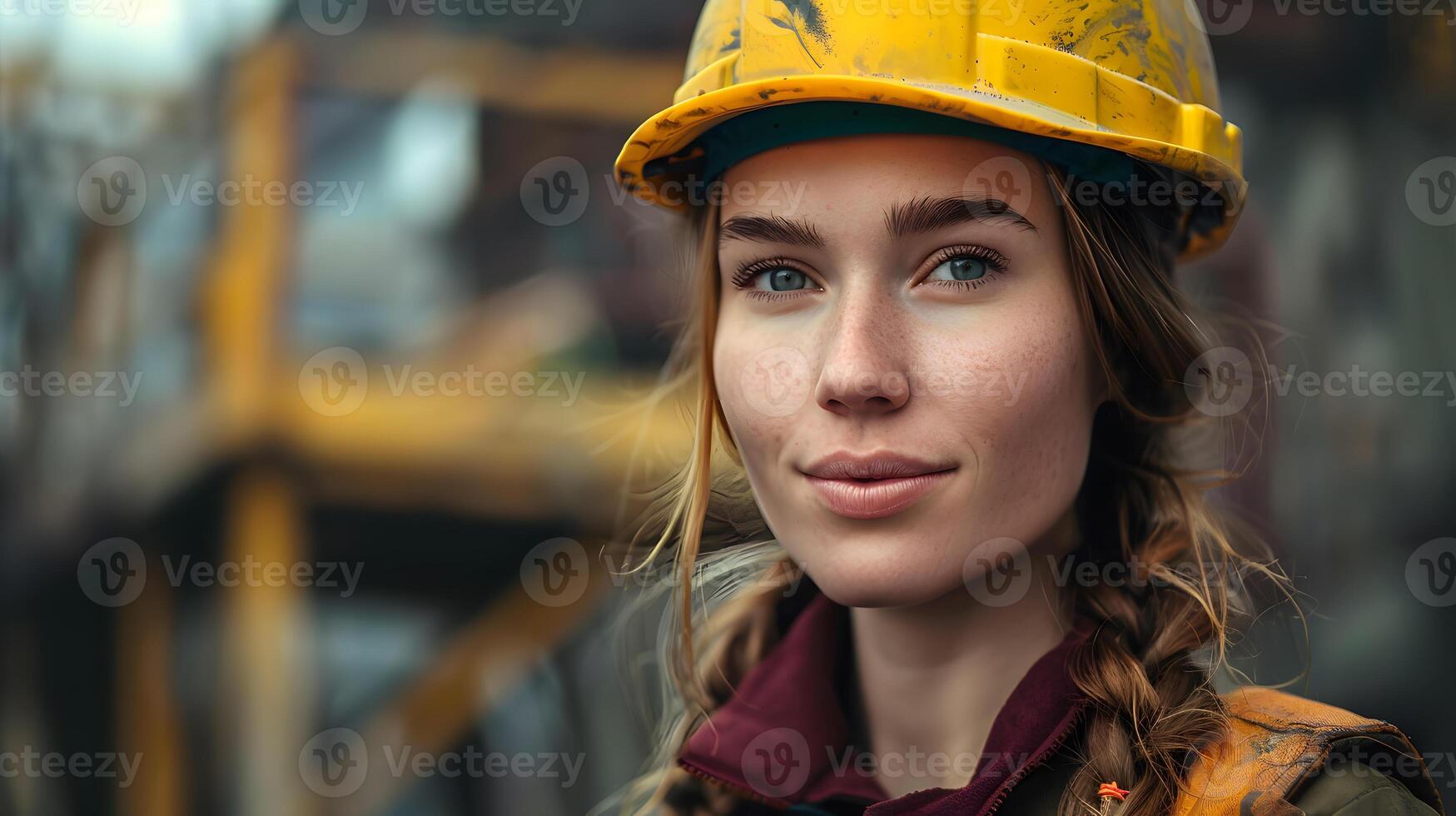 AI generated A man, a worker, a builder by profession, in a uniform and a helmet. AI Generated photo