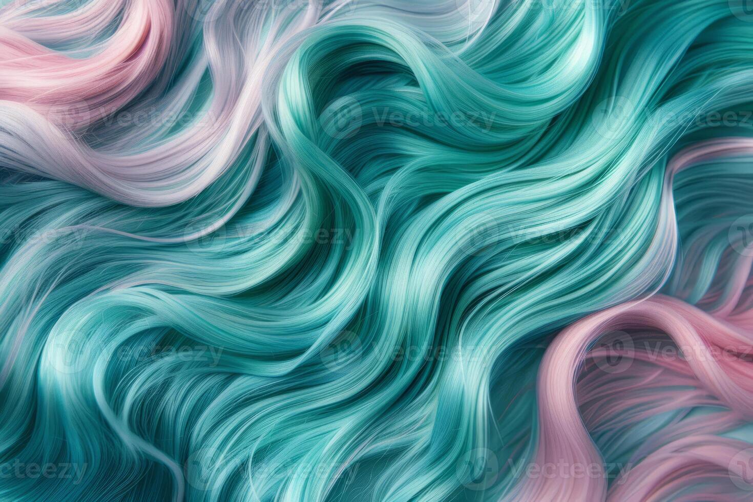 AI generated Flowing locks with shades of blue and green. Generative AI photo