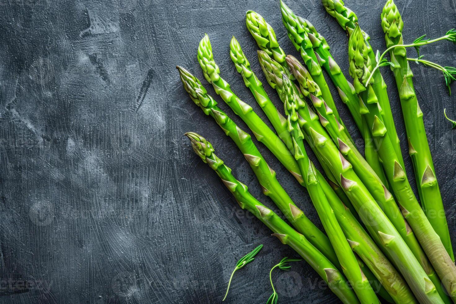 AI generated Bunch of fresh green asparagus spears. Generative AI photo