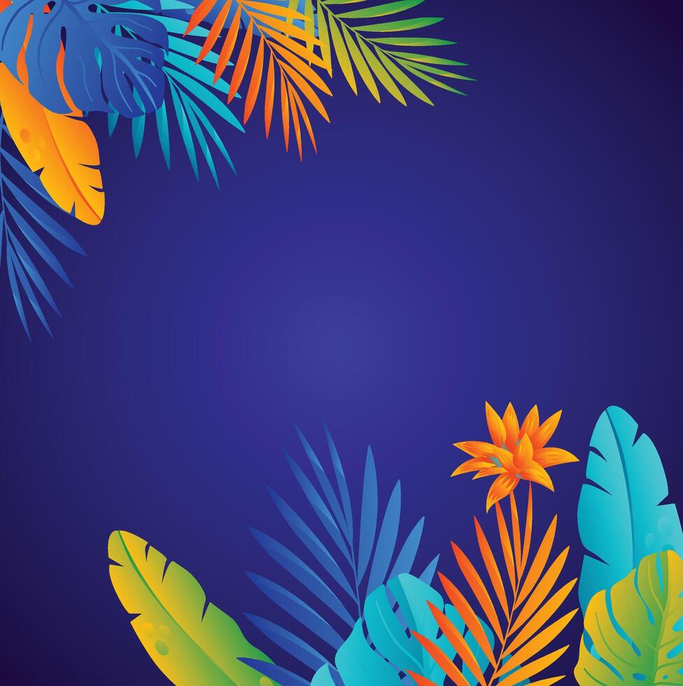 Summer concept design, abstract illustration with jungle leaves, colorful design Background vector
