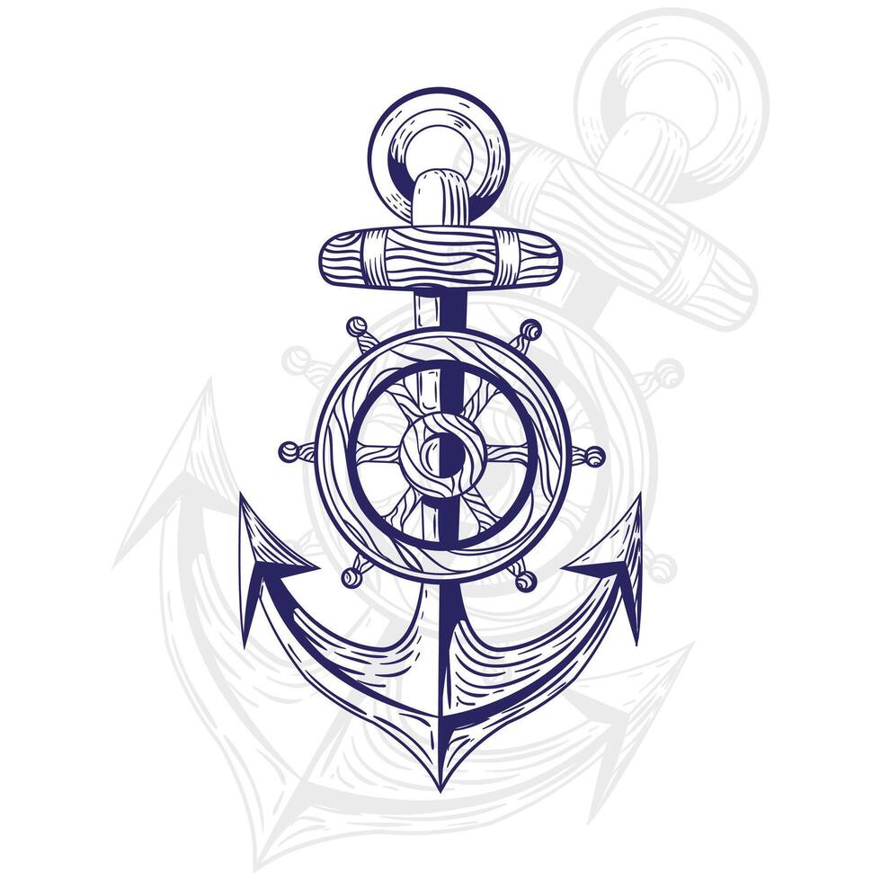 The Anchor Black and White tattoos vector