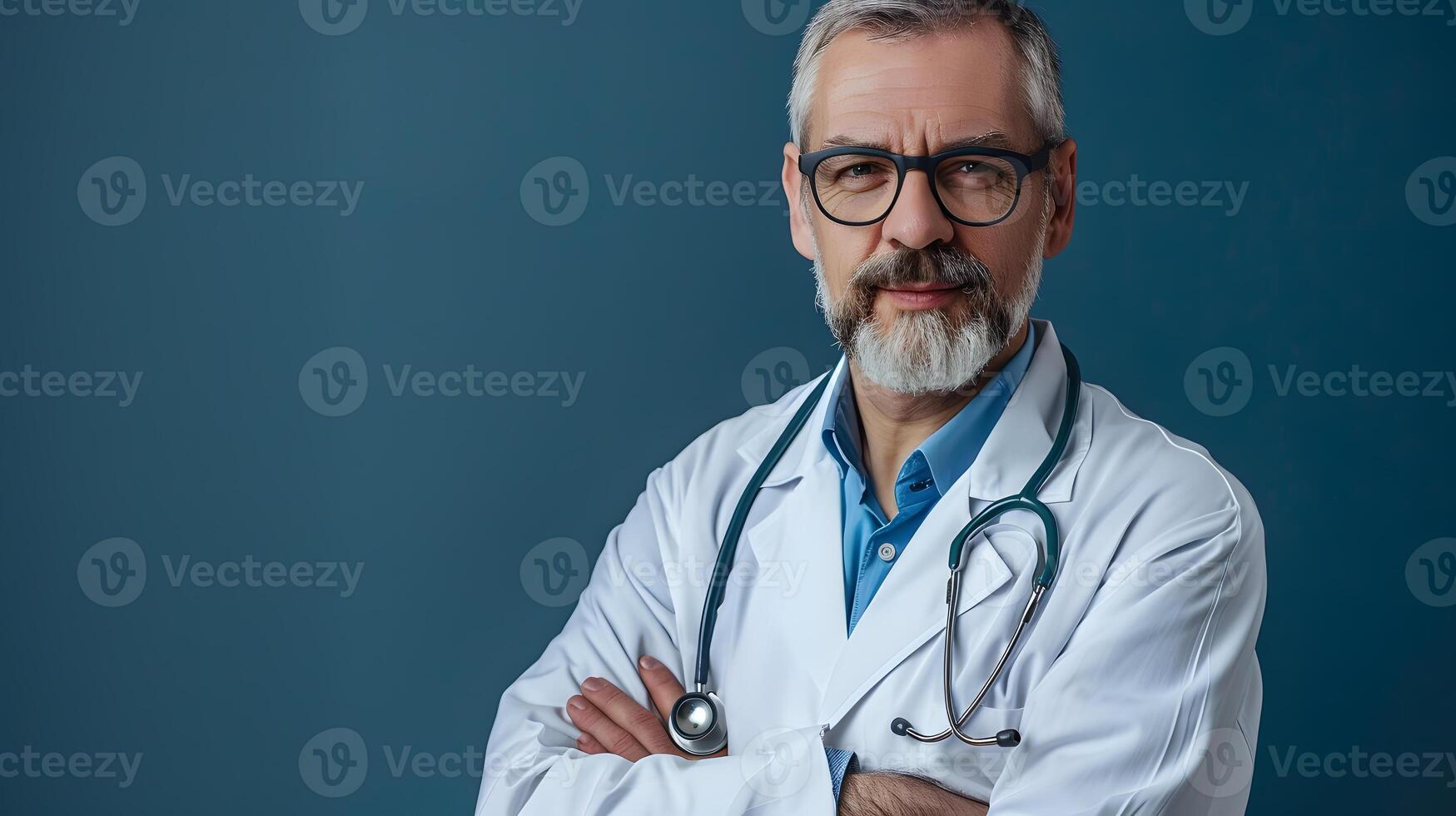 ai generado retrato de un masculino médico trabajador con un estetoscopio. ai generado foto