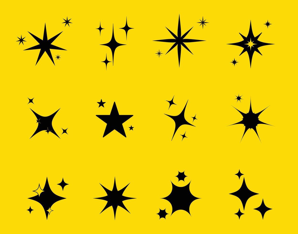 estrellas brillar plano conjunto vector iconos, antecedentes