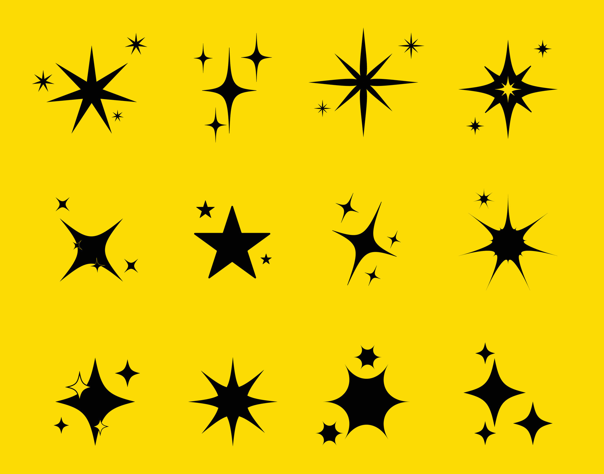 Stars Sparkle flat set vector icons, Background 40990914 Vector Art at