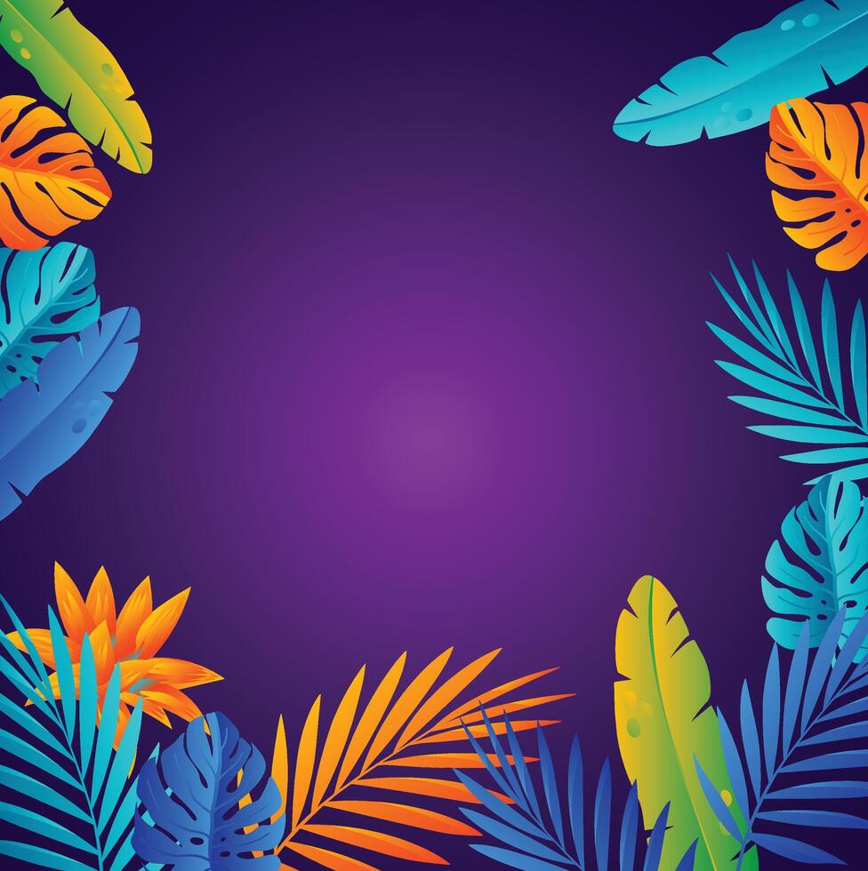 Summer concept design, abstract illustration with jungle leaves, colorful design Background vector