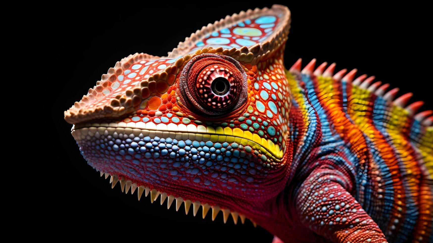 AI generated The intricate patterns on a chameleon's skin as it adapts to its environment. Ai Generated photo