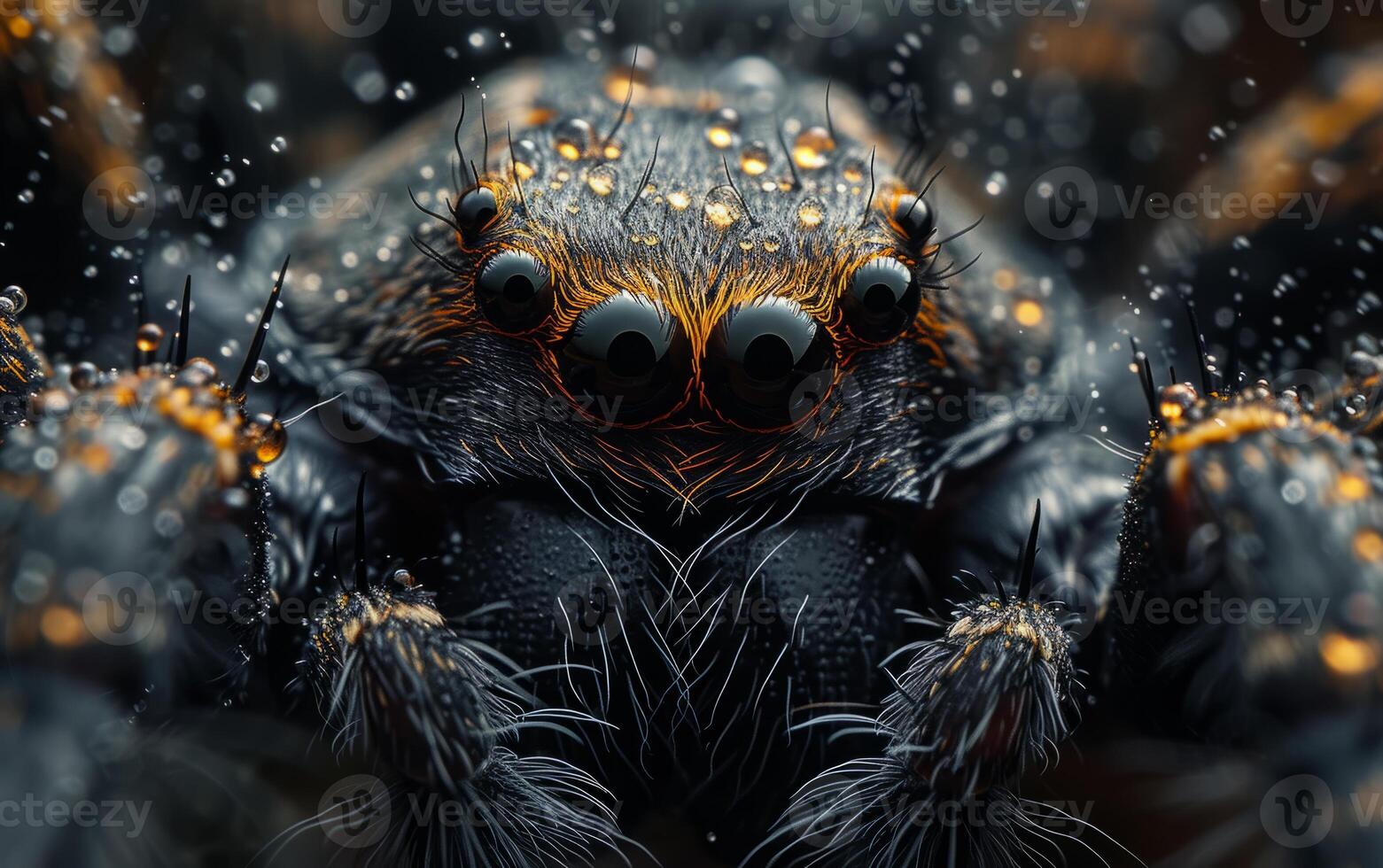 ai generado araña intenso mirada, un maravilloso macro Disparo desvelado foto