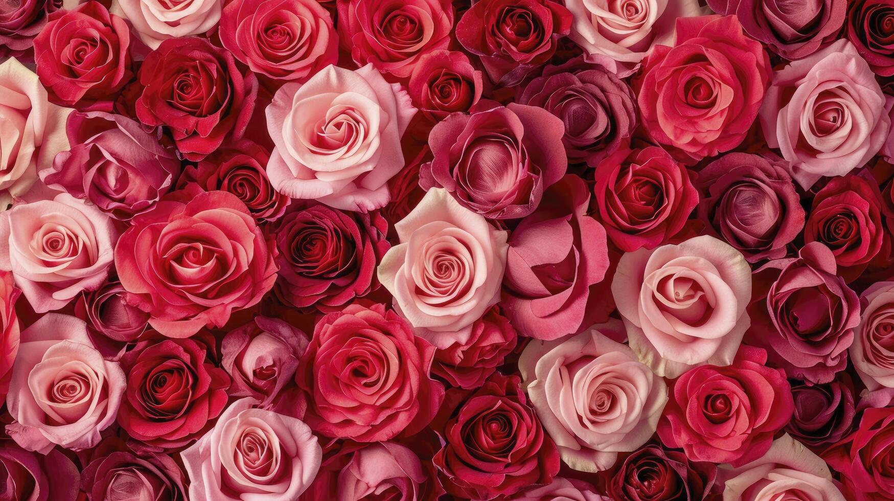 AI generated red and pink roses background banner for Valentine's Day photo