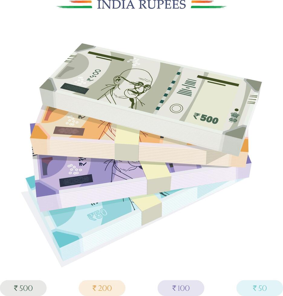 New Indian rupees currency note Vector illustration of