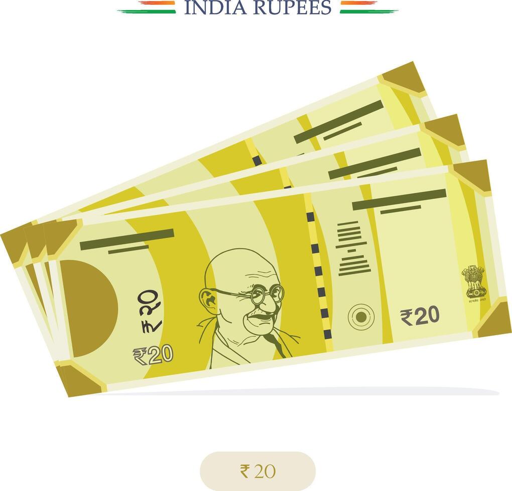 New Indian rupees currency note Vector illustration of