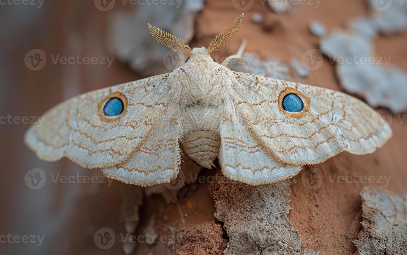 AI generated A pale moth exhibits bold eye designs on its wings photo