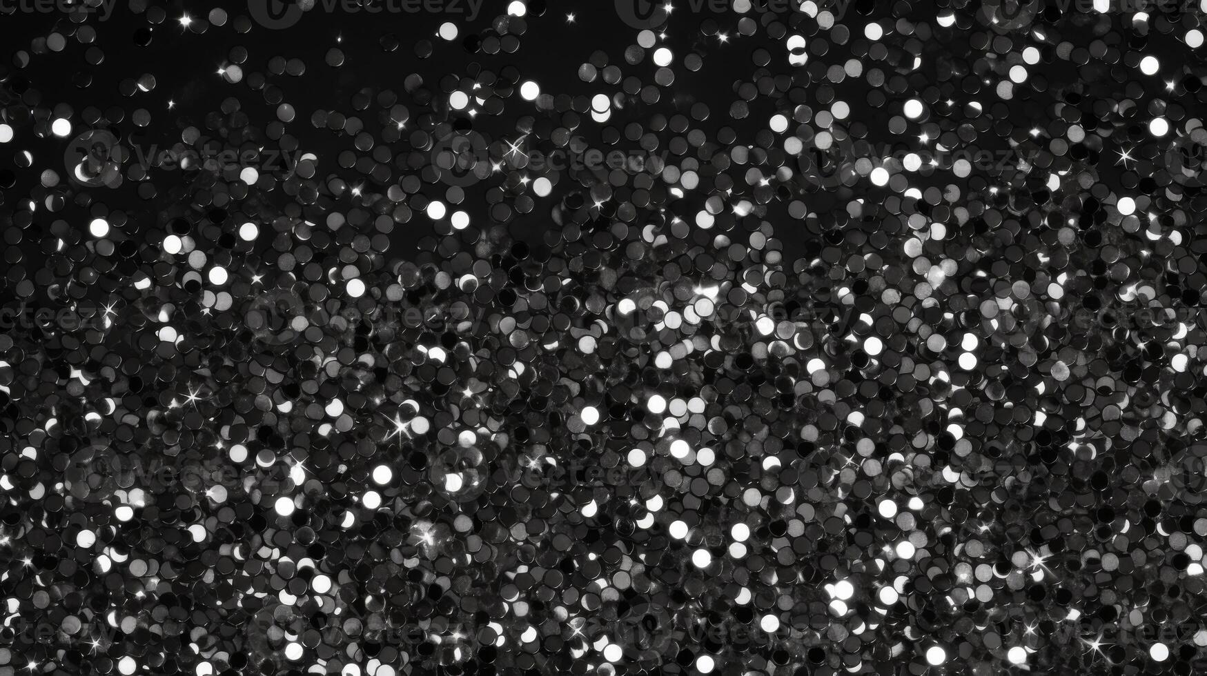 AI generated Black glitter sparkles on a black background. Isolated on a black background. photo