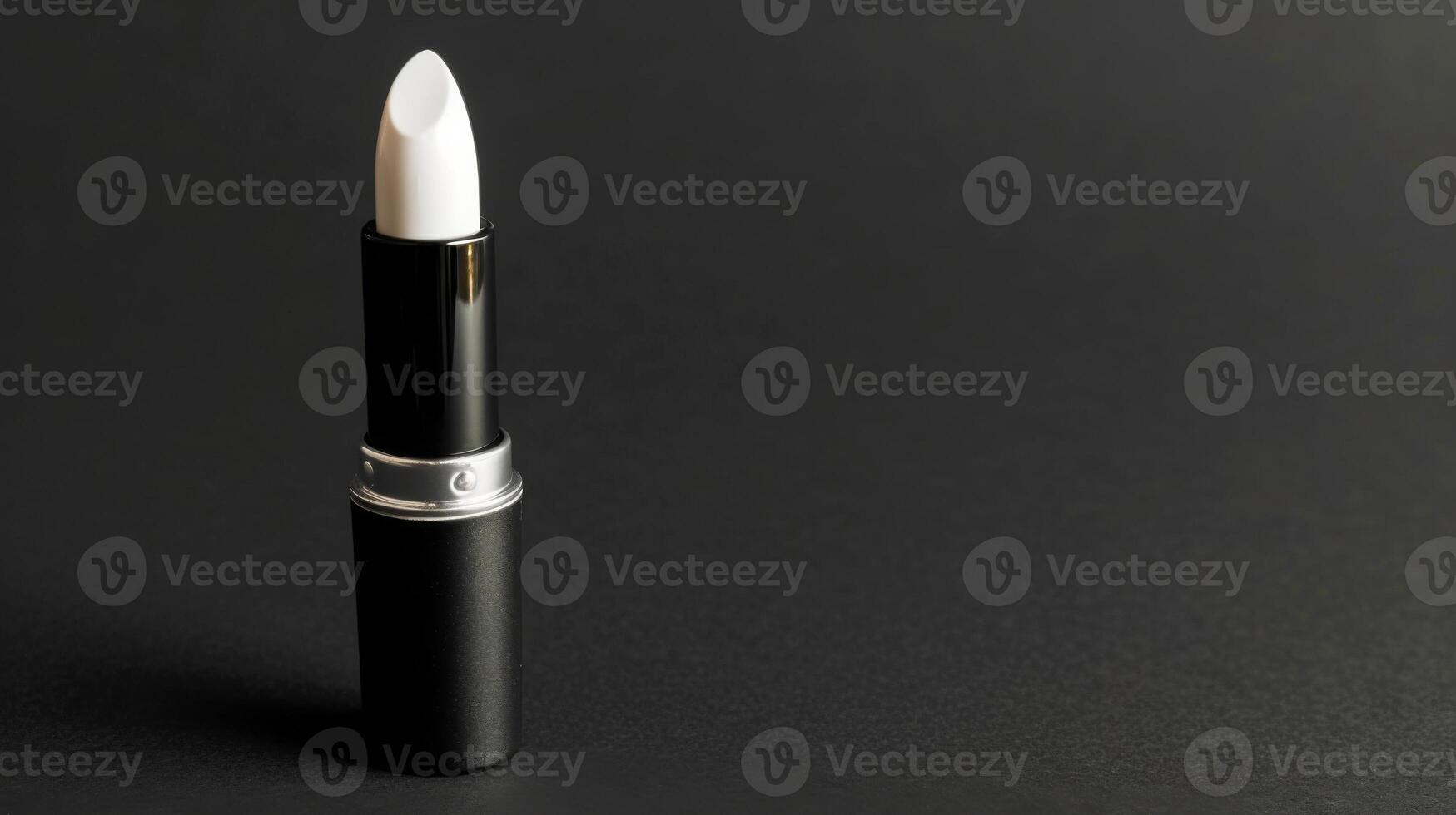 AI Generated White Lipstick on Black Background, Minimalist Beauty Product Photography photo
