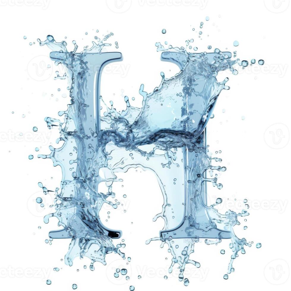 AI generated Splash of water takes the shape of the letter H, representing the concept of Fluid Typography. photo