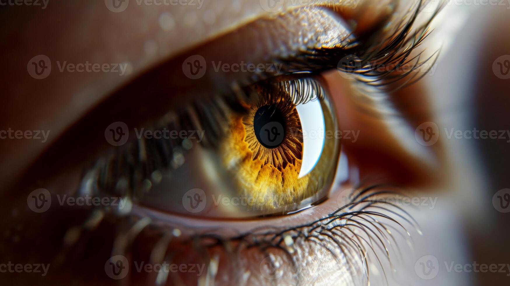 AI generated Eye close-up. Side view. An emotional look. photo