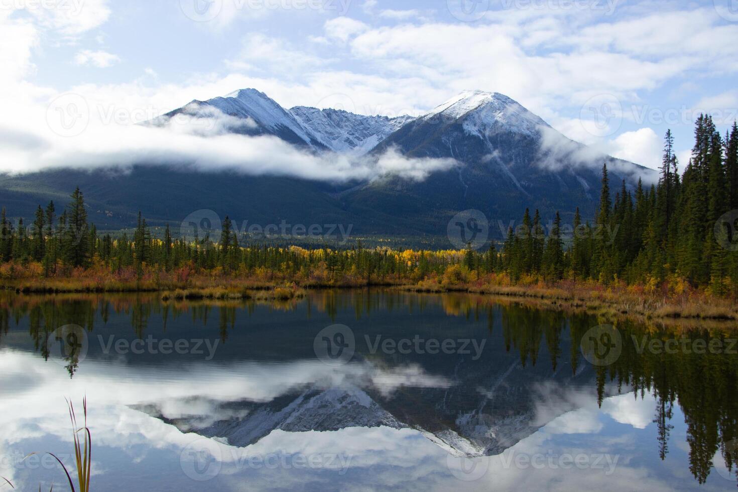 Aerial view of the Vermilion Lakes near Banff, Canada. photo