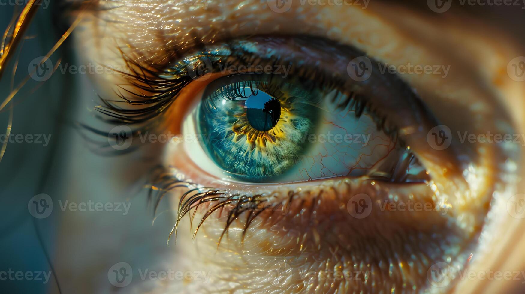 AI generated Human eye close-up, pupil and iris. AI Generated photo