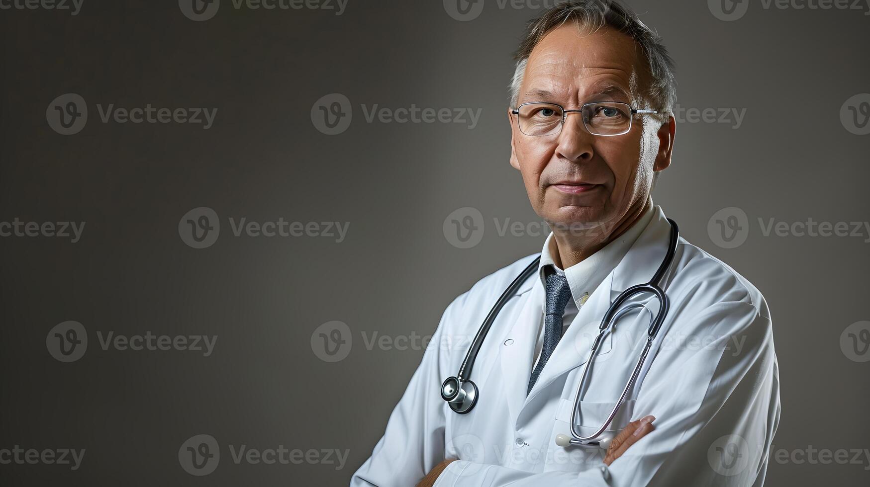 AI generated Portrait of a male medical worker with a stethoscope. AI Generated photo