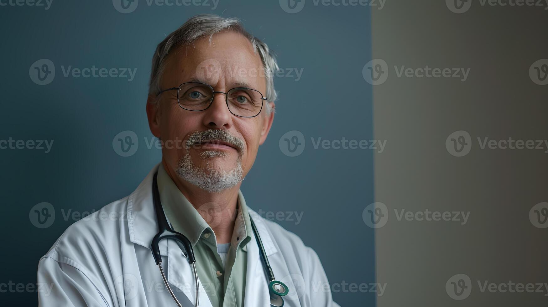 ai generado retrato de un masculino médico trabajador con un estetoscopio. ai generado foto