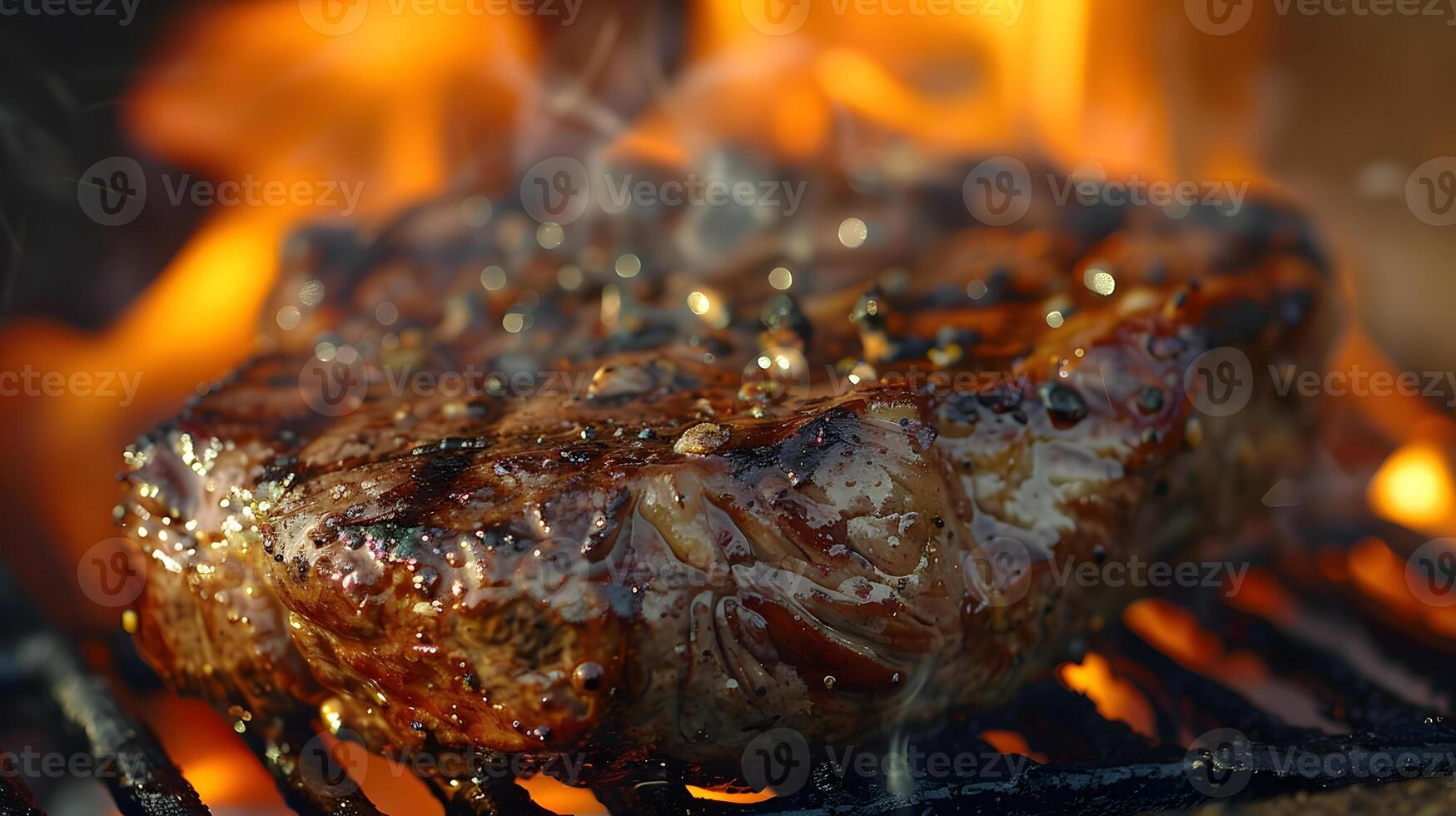 AI generated Fresh juicy delicious beef steak on a dark background. AI Generated photo