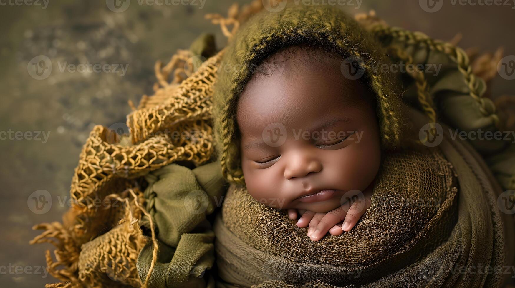 AI generated A beautiful newborn baby in soft comfortable clothes. AI Generated photo