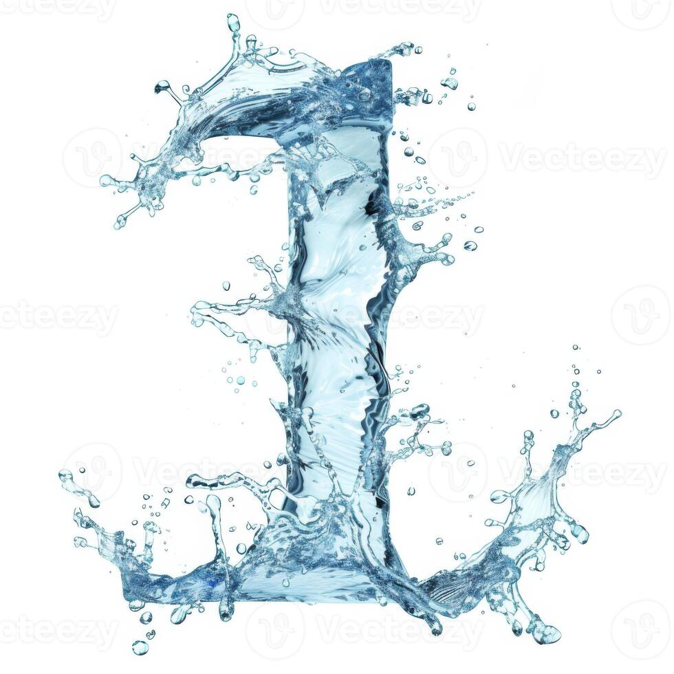 AI Generated Capital number 1, water splash text. photo