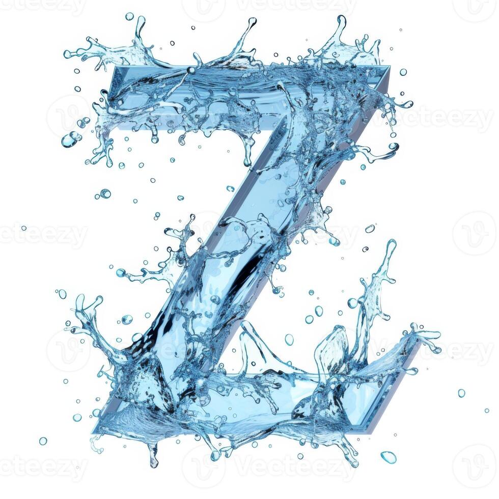 AI generated Splash of water takes the shape of the letter Z, representing the concept of Fluid Typography. photo