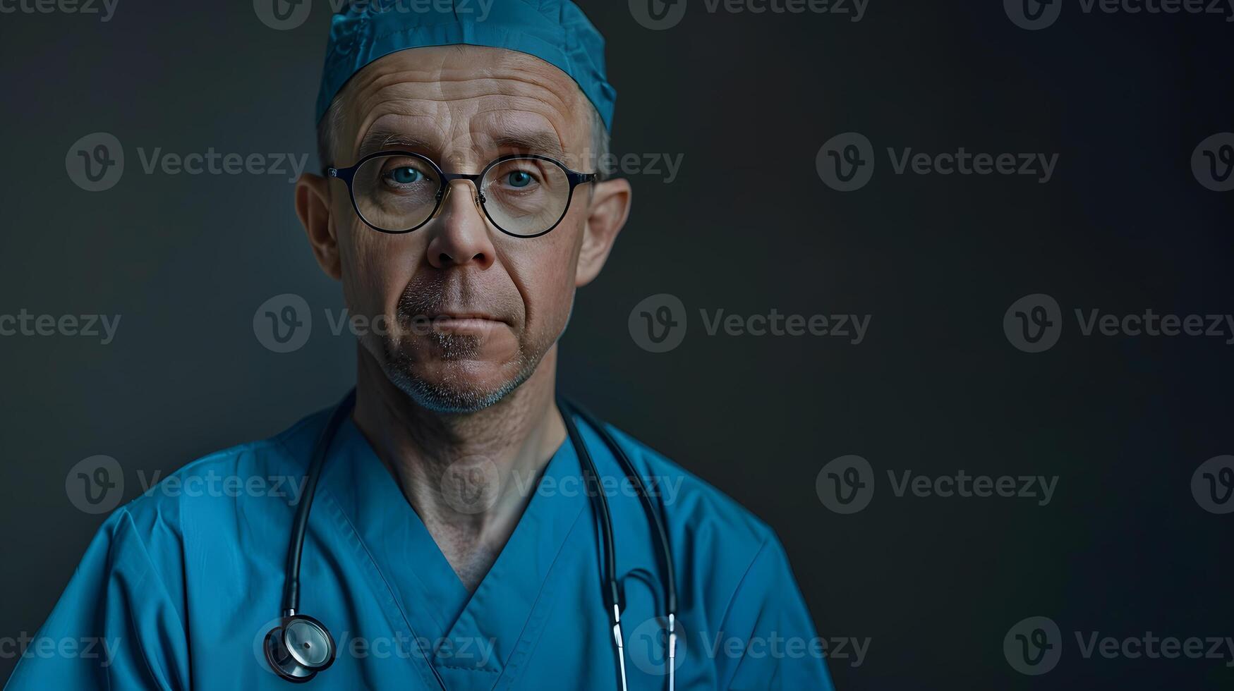 ai generado retrato de un masculino médico trabajador con un estetoscopio. ai generado foto