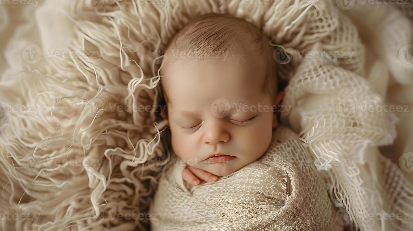 AI generated A beautiful newborn baby in soft comfortable clothes. AI Generated photo